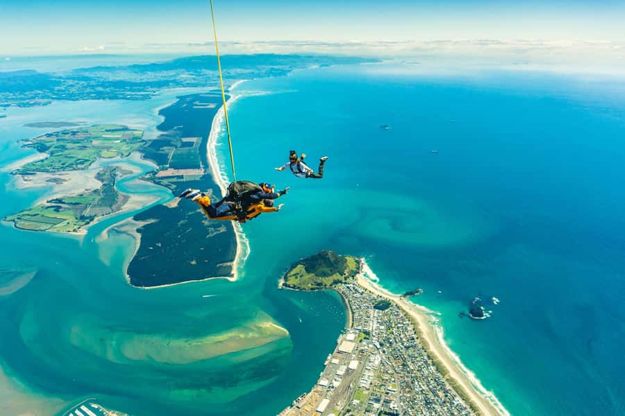 From Tauranga: Skydive over Mount Maunganui - Mount Maunganui from 12,000–15,000 feet: the view that sells it